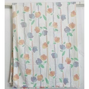 Vintage Stevens Flat Sheet Tulips Watercolor Flower Tastemaker Full Queen Spring